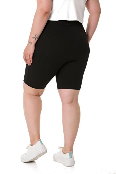 DISENTIS MODEST Large Size Elastic Waist Above Knee Corded Black Tights