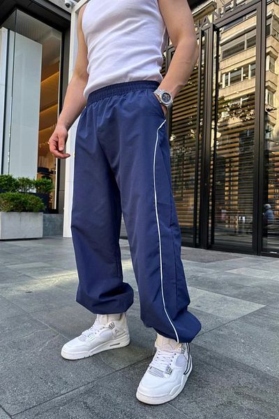 weywot Adjustable Leg Piping Detail Parachute Trousers