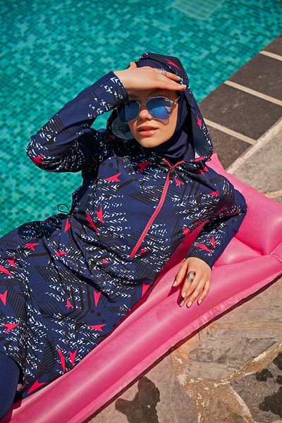 Marina Parachute Navy Blue Fully Covered Hijab Swimsuit M2328