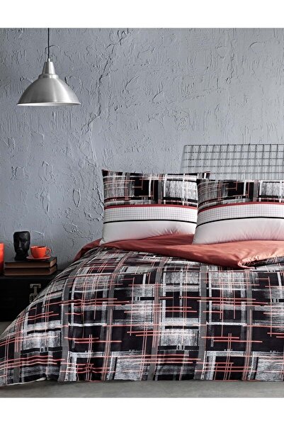 Özdilek Ranforce Çift Kişilik Nevresim Takımı-Cuadrado Turuncu