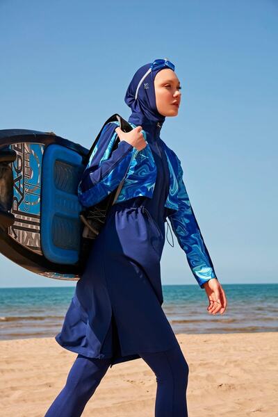 Marina H2O Yüzücü Serisi Lacivert Tesettür Mayo M2319