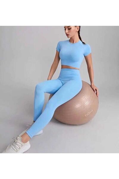 Genel Markalar Seamless Extra Yüksek Bel Pushup Kısa Kollu Spor Tayt Takım