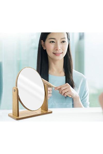 gaman Настільний овальний дзеркало Регульоване дзеркало для макіяжу Настільний дерев'яний дзеркало Спеціально розроблений дерев'яний ретро