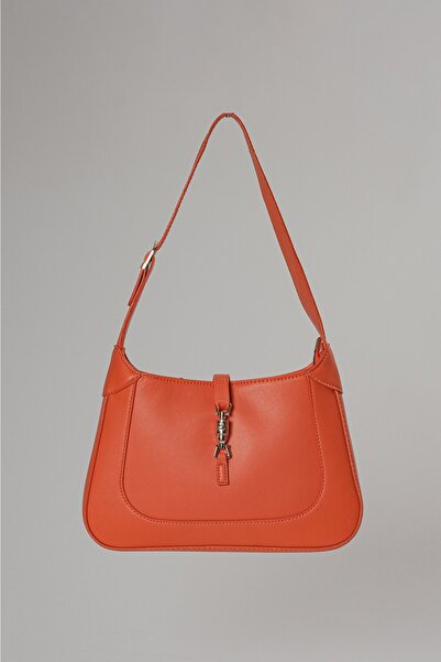 Çantacımstore Women's Baguette Handbag Lockable Mng Orange