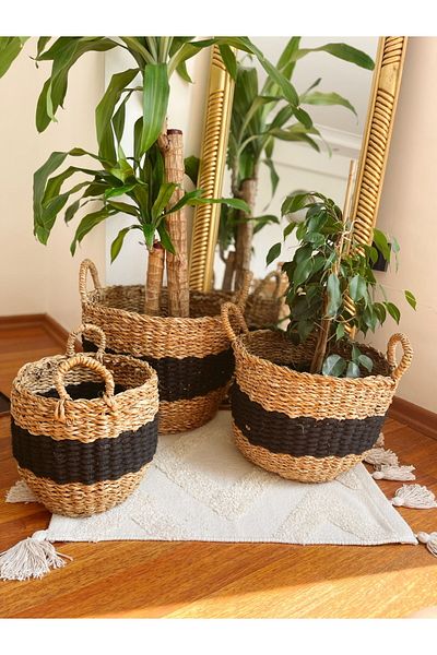 KaiHome سلة/وعاء/منظم قوي مقاس 19x19x بمقبض من الخيزران