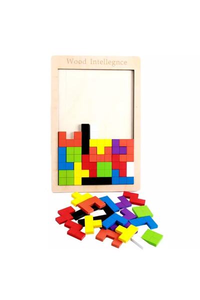 Kesman Kitap Montessori Ahşap Tetris & Blok Puzzle Zeka Oyuncağı Seti