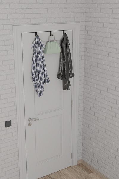 Durusilya Mobilya Set of 5 Door Back Metal Hanger Bathrobe Hanger Clothes Hanger