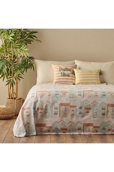 Bella Maison سانت تروبيز - 100% قطن مزدوج مطبوع بيكيه نعناع (200x220 سم)