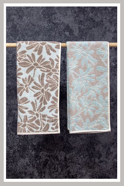 Class 100% Combed Cotton 50x100 Yarn Dyed Set of 2 Flower V1