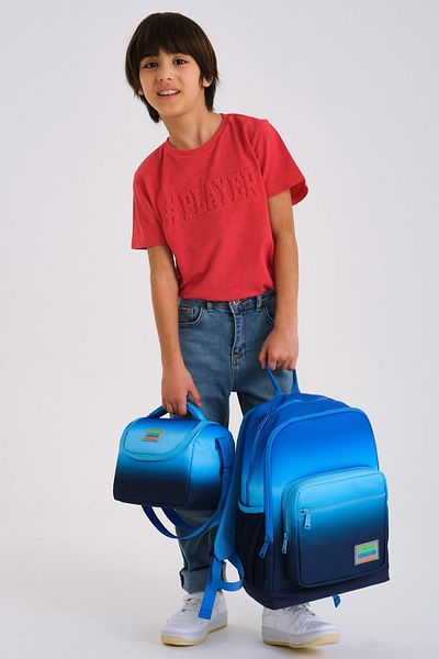 Coral High Set de 3 genți de școală pentru copii, albastru bleumarin, cu tranziție de culoare SET0123745