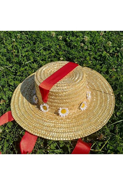Shopiolog Жіночий солом'яний капелюх з маргаритками, прикрашений стрічкою та ...