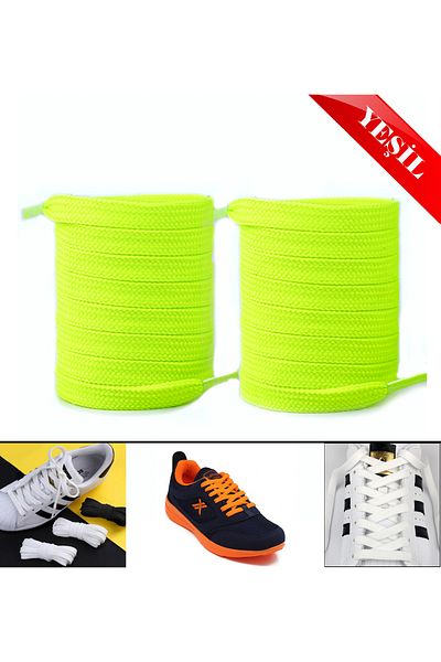 AiryFooT Shoelaces 120 Cm Flat Converse Green Highlighter 1 Pair