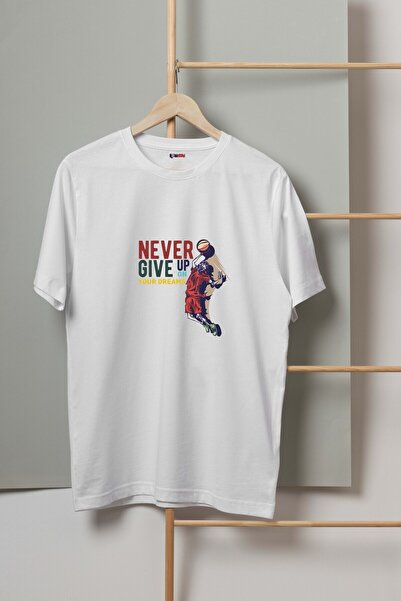 HOBİMOBİ NeverGiveUp Košarkaški dizajn, muška majica sa štampanjem
