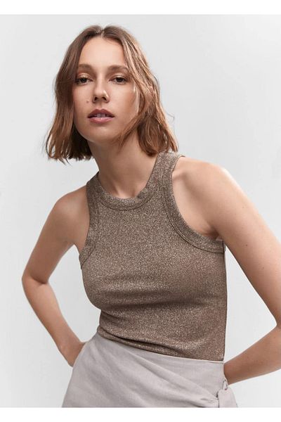 MANGO Woman Elastisches metallisches Obermaterial