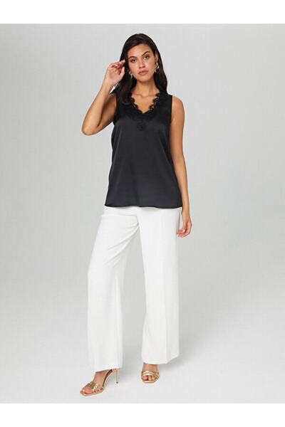 Faik Sönmez Kadın Siyah Dantelli Atlet 00065