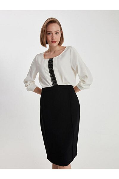 Faik Sönmez Slim Fit női fekete szoknya 00035