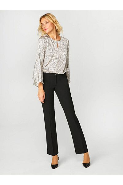 Faik Sönmez Women's Black Normal Waist Straight Trousers 00047