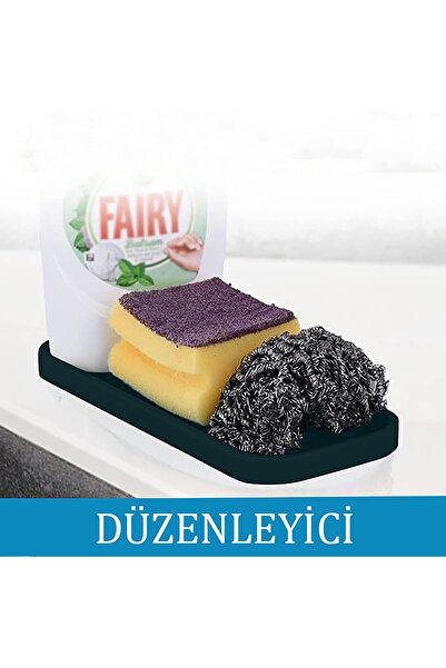 ATA HOME Silikon Sabunluk Organizer Mat , Sabunluk Altlığı , Sıvı Sabun Standı Antrasit 26x10 Cm