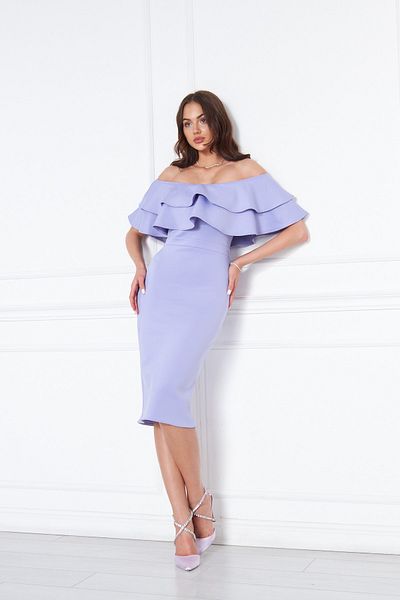 Bidoluelbise Women's Karmen Collar Stretch Fabric Off Shoulder Midi Length Evening Dress Pencil Dress
