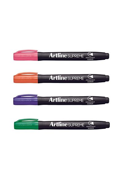artline Supreme Permanent Marker Pink - Purple - Orange - Green