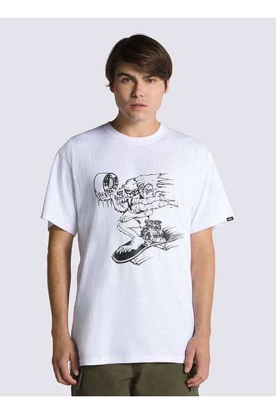Vans Ανδρικό λευκό μπλουζάκι - στρογγυλή λαιμόκοψη, μασίφ VN00061FWHT1 ALVA SKATES SS