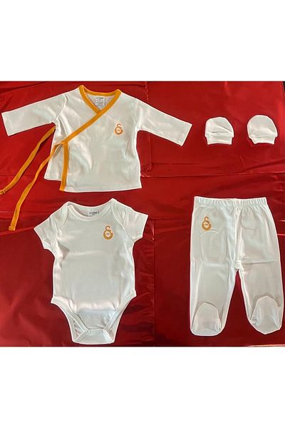 Galatasaray Licensed Baby Hospital Discharge Set Gift Lion with Wooden Box