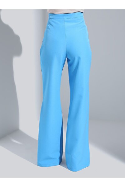 Refka Flared Leg Classic Fabric Trousers - Light Blue - Woman