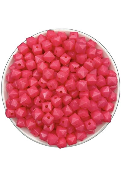 Hedef Bijuteri 100 جرام 10 ملم مكعب لون فوشيا غير شفاف، خرز أكريليك نموذج مكع...