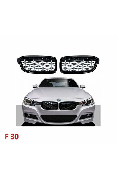 HasbeeParts Bmw f30 Uyumlu diamond ön panjur ızgara 2012-2018 arası krom siya...