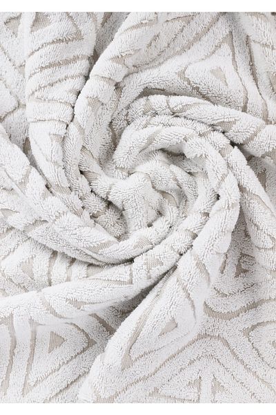 Taka Fabrics Кърпа за баня от 100% памук с вълнообразен дизайн, размер 70x140 см, цвят кафе-бяло