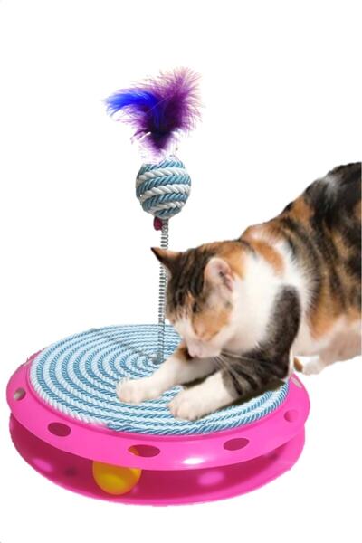TİNEKE PETSHOP لعبة قطط ممتعة ذات طابق واحد وخدش باللون الفيروزي