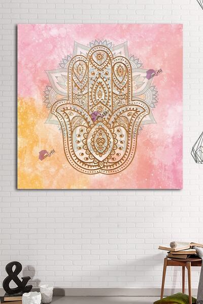 Morfil Sanat Atölyesi Pictură pe pânză roz Mâna Fatimă