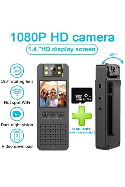 Kalite Vücut Kamerası Hd 1080 Wifi (gece Görüşlü Video Ve Ses Kaydedici )