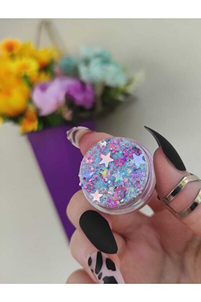 hbtasarim Jel Far Parlak Glitter Simli Saç Ve Vücut Simi Çiçekli