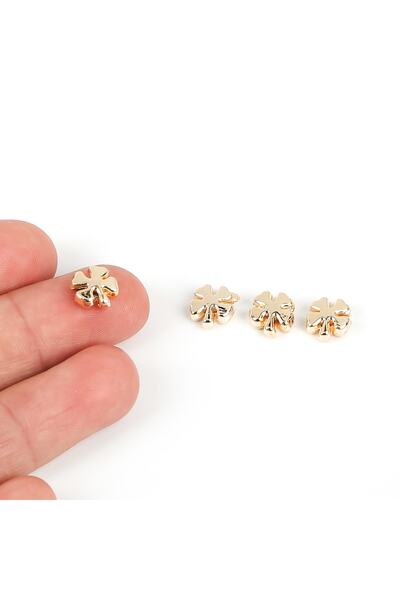 yfhobi 4 ADET - 8 mm, YONCA DESENLİ METAL UÇ, ORTADAN DELİK ZAMAK ARA PARÇA, SARI LAK KAPLAMA, 1. KALİTE