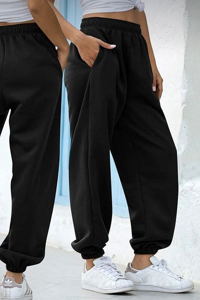 BSBSPOR Καλοκαιρινό 2 Πακέτο Μαύρο Γκρι Loose Φούτερ Oversize Loose Double Jogger 2 Thread Summer