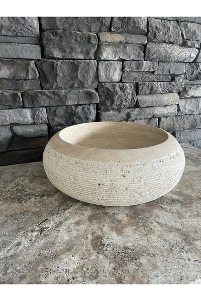 Polen Stone Traverten Lghit (bej) Doğal Taş Taraklı Silindir Lavabo