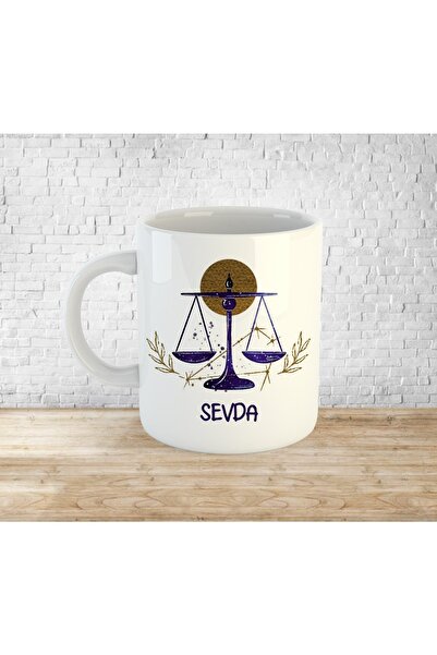 Ste Desing Burçlara Özel Terazi Burcu Baskılı Seramik Çay Kahve Kupa Bardak -...