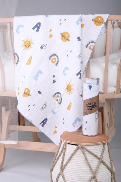 Babyhola غطاء موسلين 85x90 سم نمط الحروف هدية عضوية للرضاعة الطبيعية غطاء عرب...