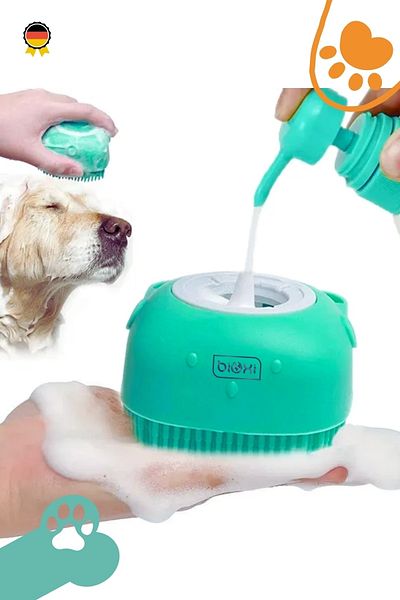 Bioxi Silicone Cat and Dog Pets Washing Brush with Shampoo Tank