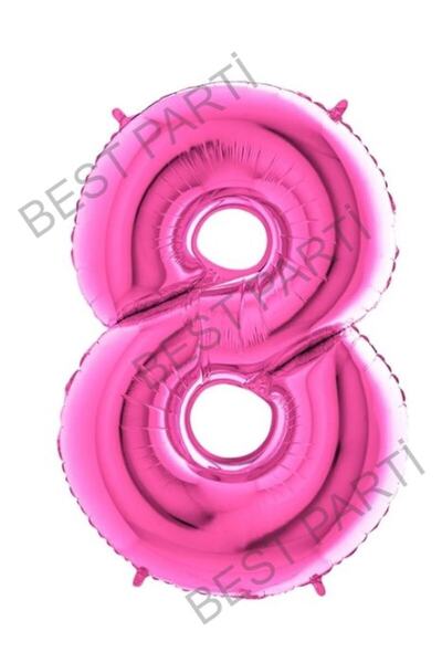 BEST PARTİ DOĞUM GÜNÜ PARTİ SÜSLERİ Fuchsia Pink Foil Number Balloon 100 Cm 8