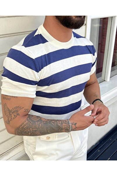 COOL TARZ Чоловіча трикотажна сорочка в смужку WhiteSaxle звичайної форми