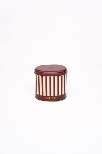 EVLE Er004-8j Circus Cream Sugar Patterned Oval Metal Storage Container 11x15 Cm