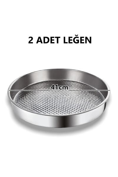 Yıldız çelik 2 Numara Çelik Leğen Motifli 41 Cm Çiğ Köfte Tepsisi 2 Adet
