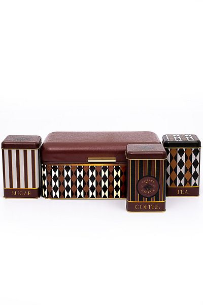 EVLE Erb08t8 Hinged Bread Box Set of 4, Circus