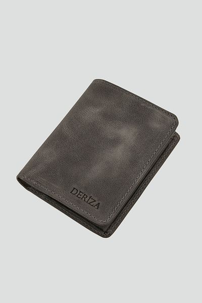 Deriza Ανδρικό πορτοφόλι Dik Crazy Real Leather Γκρι