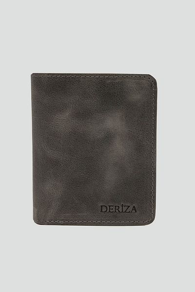 Deriza Ανδρικό πορτοφόλι Dik Crazy Real Leather Γκρι