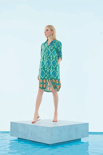 IBIZA Women's Buttoned Collar Dress