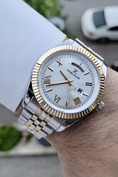 Daniel Klein Altın Metalik Renk 2 Yıl Garantili Takvim ve Gün Fonksiyonlu Erk...