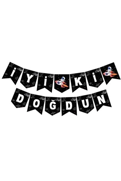 FOKUL Banner spațial La mulți ani Textul pentru petrecerea de aniversare